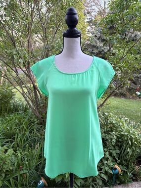 Express Mint Green Cap Sleeve Scoop Neck Blouse